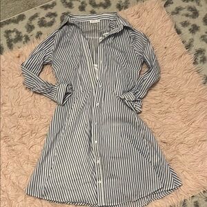 VENUS Blue and White Striped Long Sleeve Dress